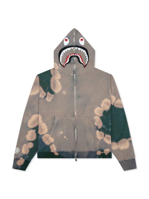HAND DYE SHARK FULL ZIP HOODIE - GREEN