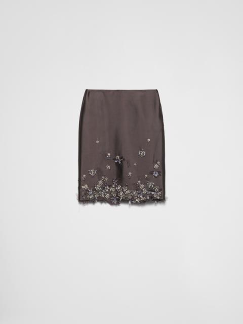Embroidered silk and wool skirt