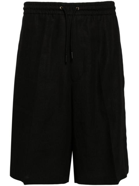 drawstring-waist linen shorts