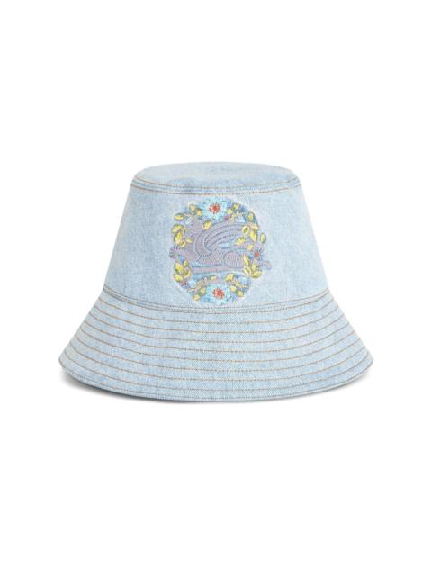 Embroidered denim bucket hat