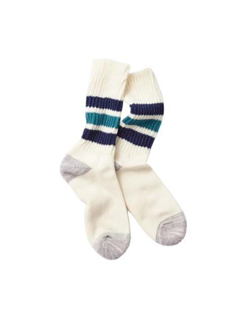 R1255 Coarse Ribbed Socks - Navy Blue/New Green