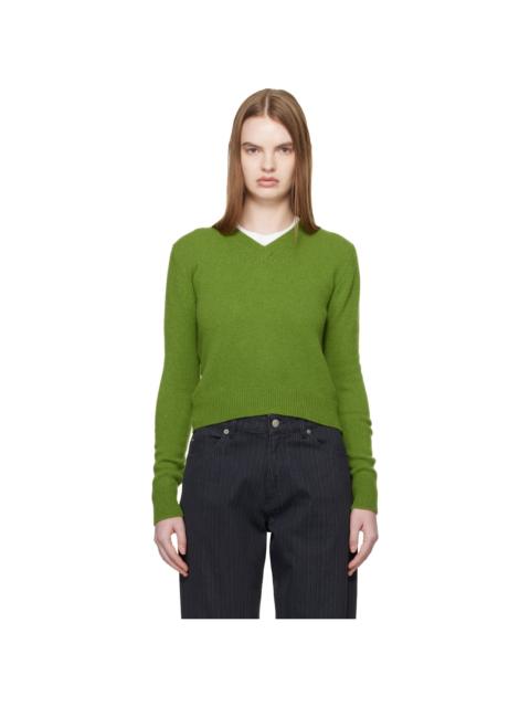 Green Sligo Shrunken V-Neck Sweater