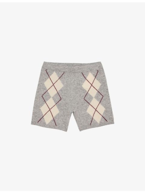 Argyle-Print High-Rise Wool And Cashmere-Blend Shorts