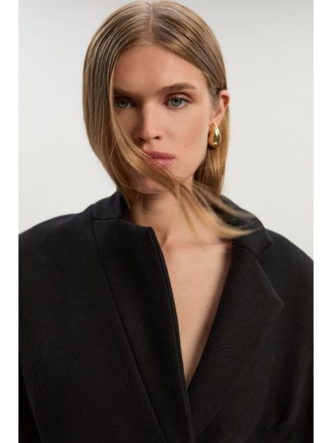 Wool Investment Notch Neck Tailored Maxi Coat