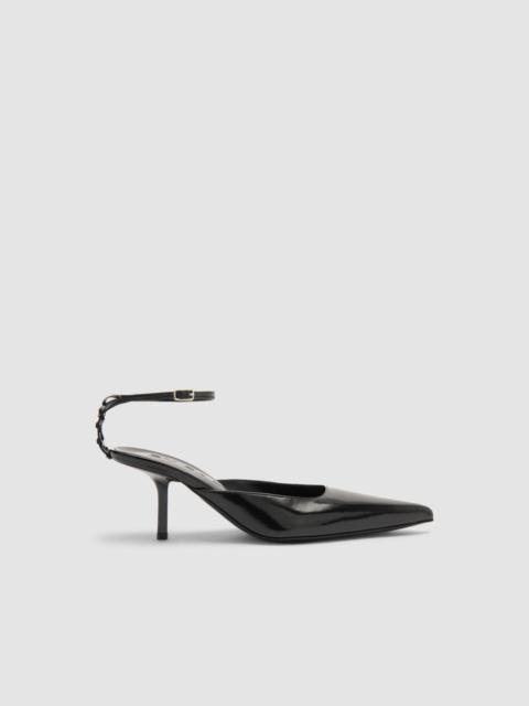 Teese Black Glossy Textured Leather Pump