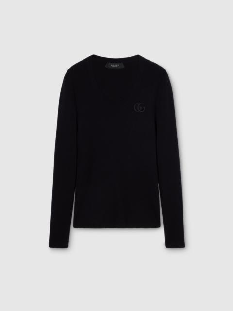 Fine cashmere silk top with embroidery