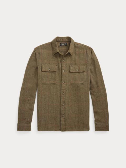 Suede-Patch Herringbone Workshirt