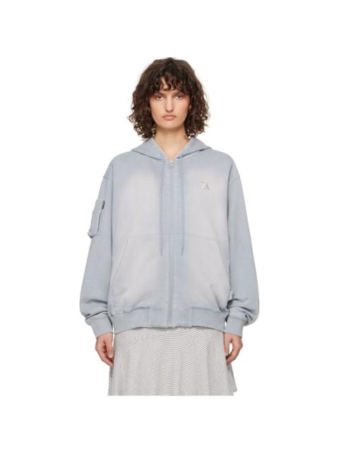 Blue Pocket Washed Box Hoodie