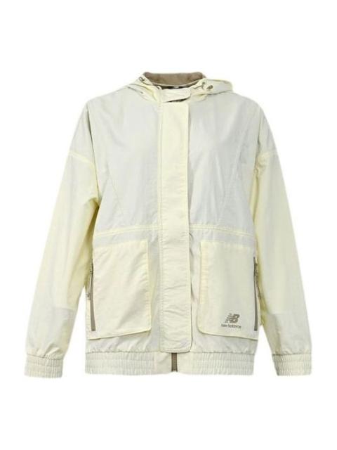 (WMNS) New Balance Living Series Athleisure Casual Sports Hooded Woven Jacket Creamy White AWJ21314-