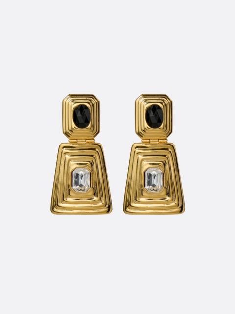 GOLD AND CRYSTAL EARRINGS WITH PENDANT