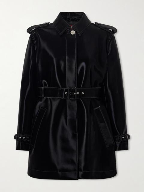 Belted Glossed-leather Trench Coat