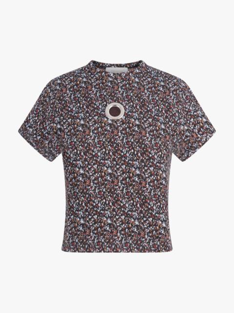 GEO PRINT CAP SLEEVE TOP | BLACK/BLUE/RED