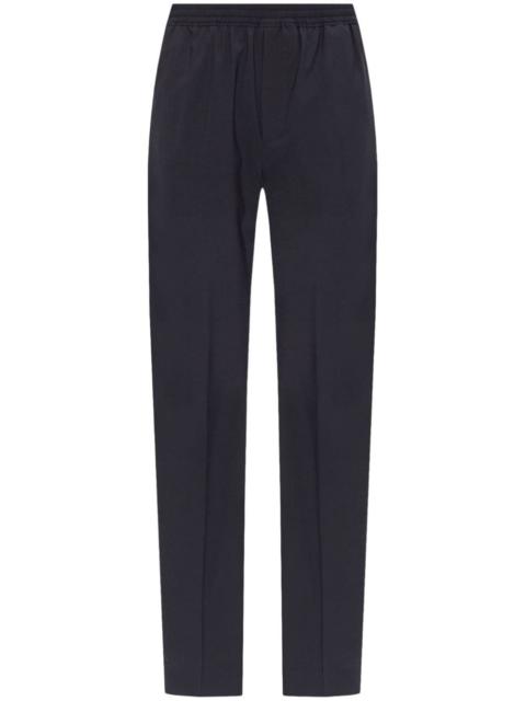 elasticated-waist straight-leg trousers