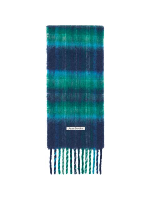 Blue & Green Mohair Check Scarf