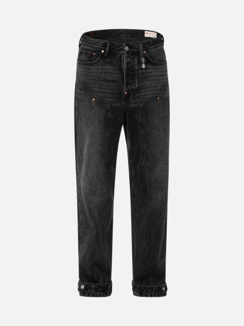 DISTRESSED EDGES INSERTED DAICOCK BAGGY JEANS