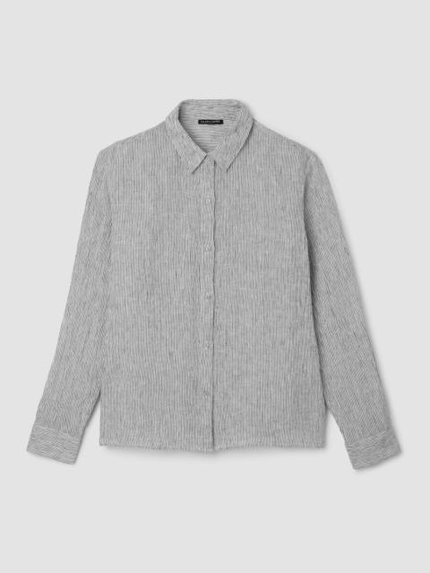 Puckered Organic Linen Stripe Classic Collar Shirt