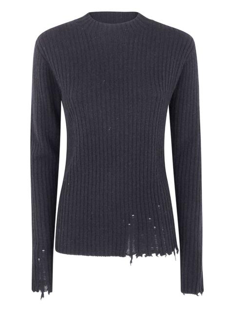 ribbed frayed-hem sweater