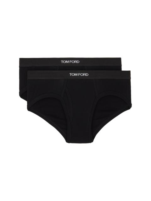 Two-Pack Black Cotton Briefs