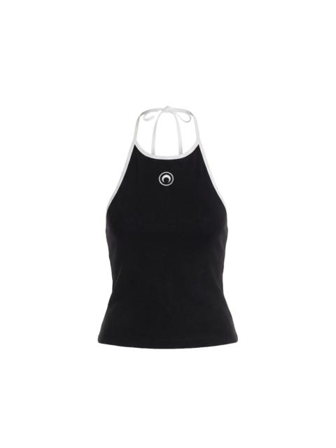 MOON LOGO BICOLOR JERSEY  HALTER TANK TOP