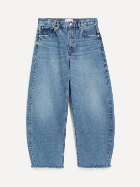 The Bow High-Rise Barrel-Leg Jeans in Acumen