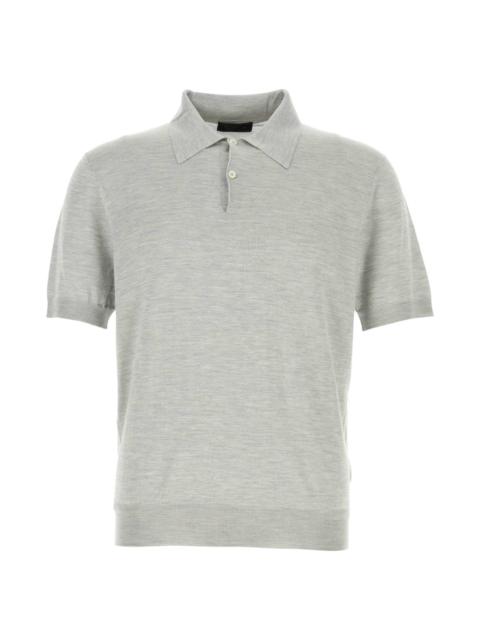 Grey Silk Polo Shirt