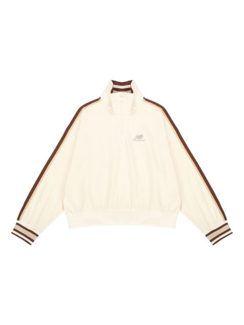 (WMNS) New Balance Half Zip Sweatshirt 'Cream White Red' AWT23561-MCU