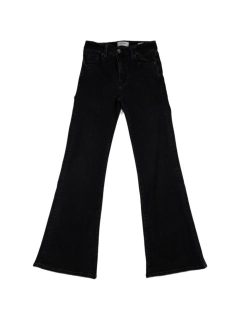 button-fastening flared jeans