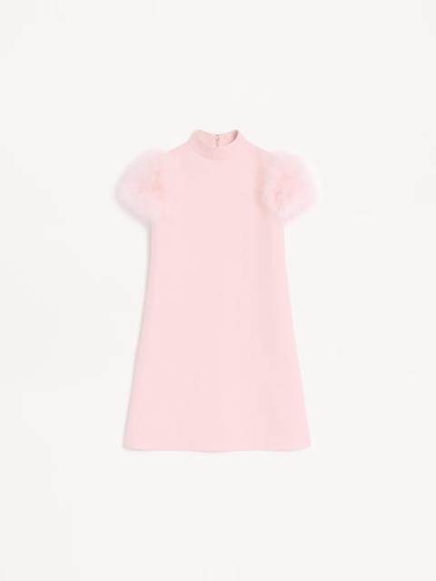 SHORT CREPE COUTURE DRESS WITH FEATHERS