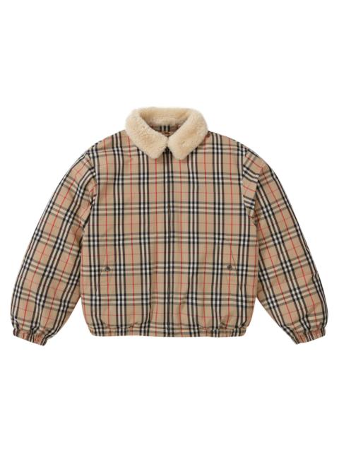 Supreme Burberry Shearling Collar Down Puffer Jacket Beige