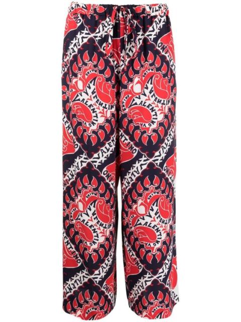 Printed silk-crepe straight-leg pants