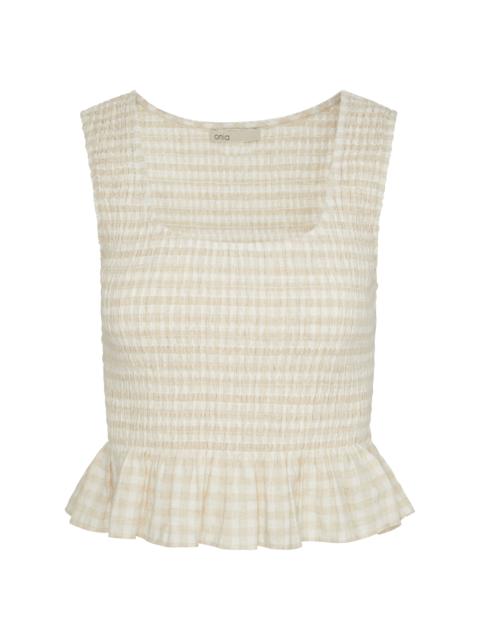 Smocked Air Linen Tank Top neutral