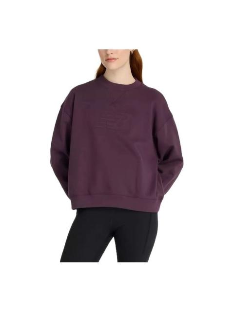 (WMNS) New Balance Embossed Logo French Terry Crewneck Sweatshirt 'Plum Brown' WT43535-PLN