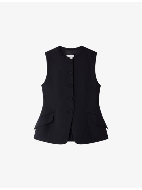 Peplum-Hem Slim-Fit Stretch Cotton-Blend Waistcoat
