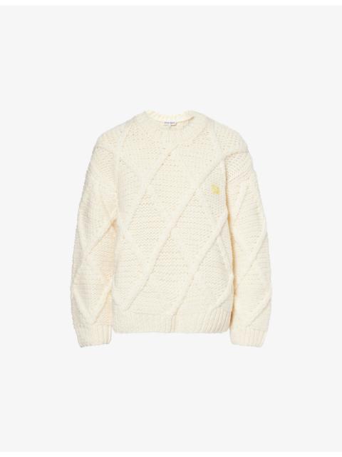 Logo-Embroidered Cable-Knit Jumper