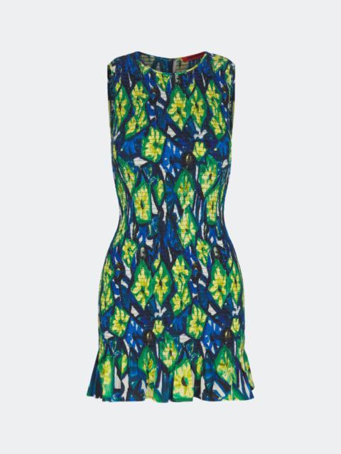 Belle Smocked Mini Dress in Abstract Floral