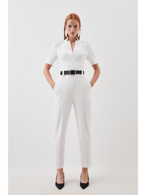 Structured Crepe Forever Belted Jumpsuit
