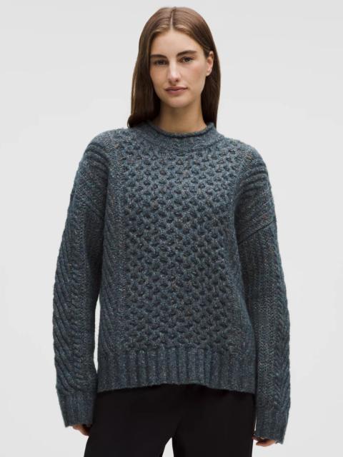 Wool-Blend Cable-Knit Sweater