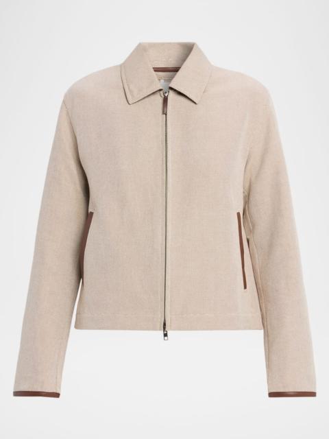 Faux Leather Trim Jacket