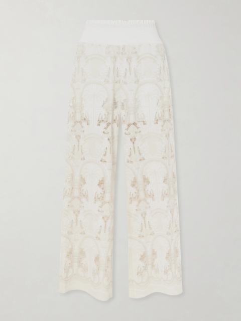 Speranza Corded Lace Cotton-blend Straight-leg Pants