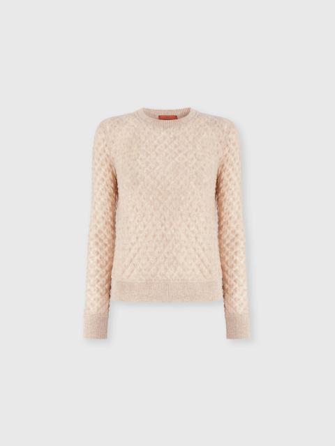 Cashmere Crewneck Sweater with Lace Pattern