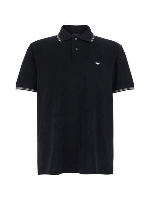 embroidered trim polo shirt