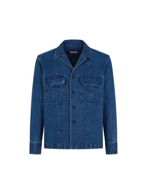 DENIM HERRINGBONE OVERSHIRT