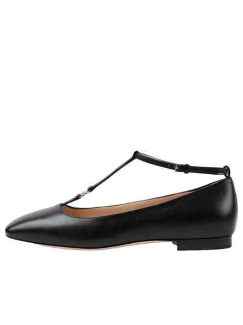 (WMNS) Gucci Monogram Leather Ballet Flats 'Black' 723449-BKO00-1000