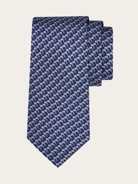 Elephant print silk tie