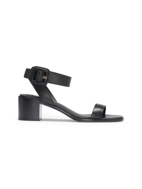 LEATHER SANDALS WITH BLOCK HEEL