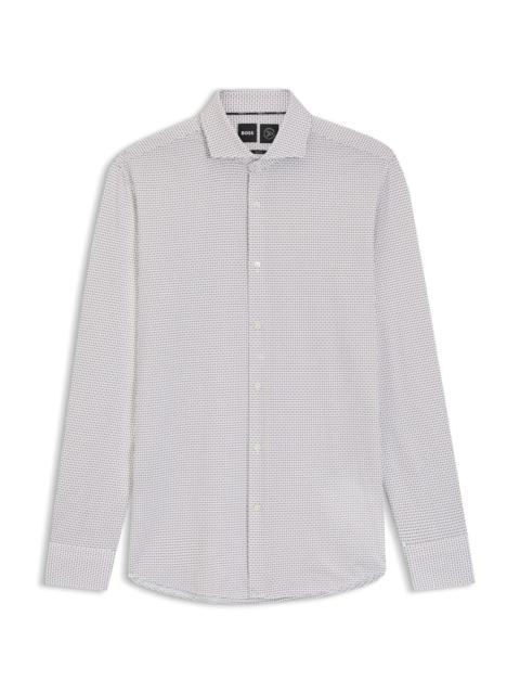PRINTED SLIM-FIT SHIRT IN ITALIAN-MADE PERFORMANCE-STRETCH JERSEY