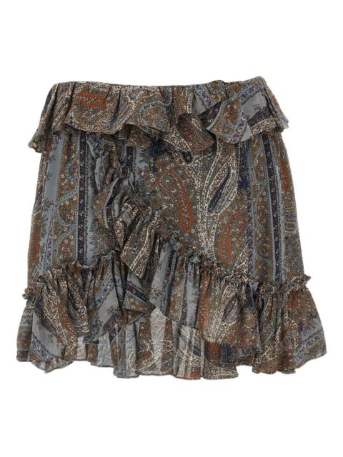 paisley-print ruffled mini skirt