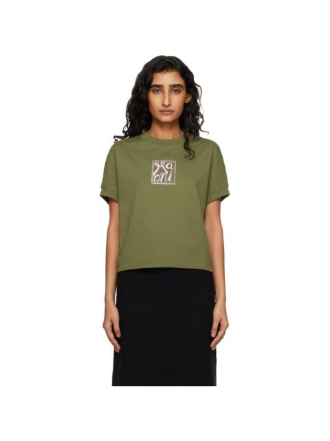 Green Marni Logo Flame Print Jersey T-shirt