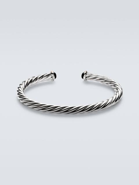 Cable 14kt gold and sterling silver cuff bracelet with onyx