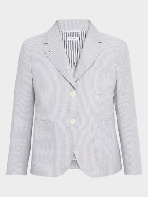 Striped Linen-Cotton Single-Breasted Crop Sportcoat